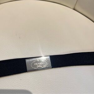 Prada Black Belt with Silver Buckle